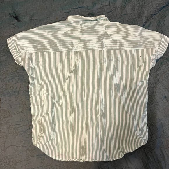 Green striped button down - Picture 3 of 4